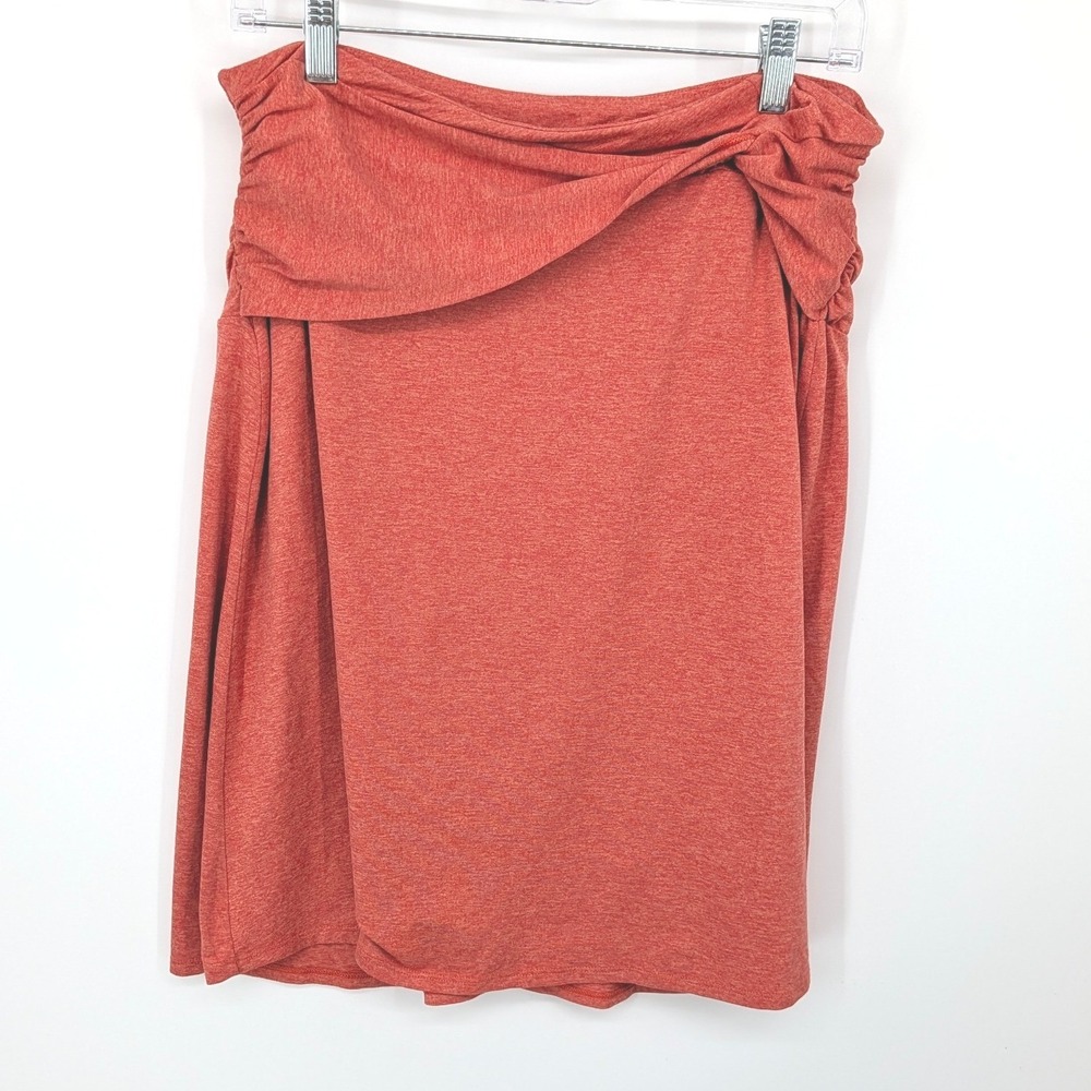 Patagonia‎ Skirt Women Medium Orange Heathered Ruched Faux Wrap Knit Gorpcore
